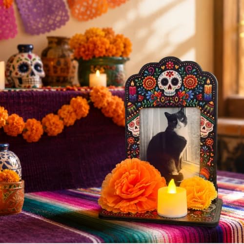 Wovelli Dia De Los Muertos Decorative Picture Frame - Yellow, Day of the Dead Altar