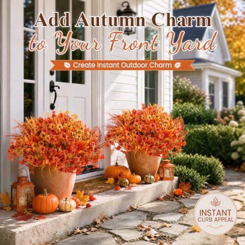 Artificial Fall Mums Outdoor Flowers Set - UV Resistant 30 Pieces