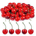 Artificial Fake Cherries - Realistic Plastic Faux Fruit Decoration, 60 pcs