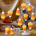 Halloween Candy Corn Ornaments - Fall Tree Decorations, Glitter 12 Pack