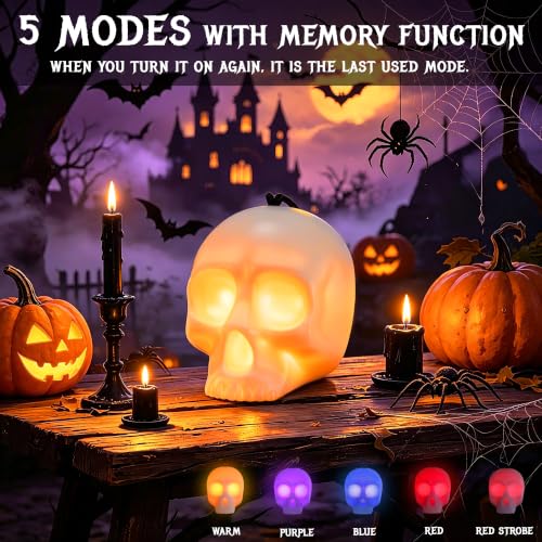 White Halloween Skull Light with Music & 5 Lighting Modes - 6 Pack