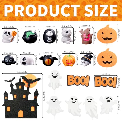 Yellow Ghost Cake Topper Halloween Decorations Set - Spooky Party Supplies