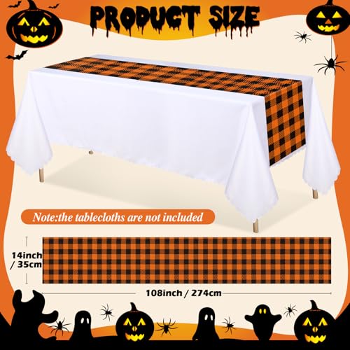 Buffalo Plaid Fall Table Runners 14x108 Inches Set of 6 - Plastic Halloween Decor