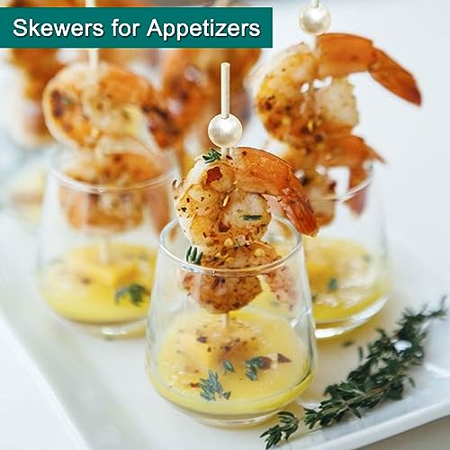 White Pearl Cocktail Picks Skewers - 100 pcs 4.7 Inch for Bridal Shower