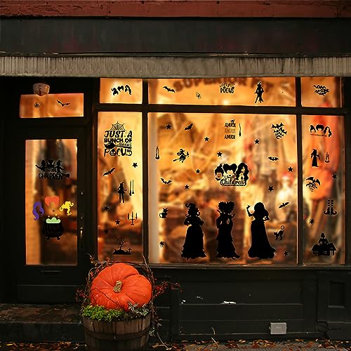Hocus Pocus Halloween Window Clings Set - 9 Sheets, 91 Reusable Stickers