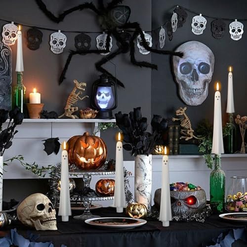 Wondise Halloween Ghost Flameless Taper Candles with Remote & Timer - 1 Ghost
