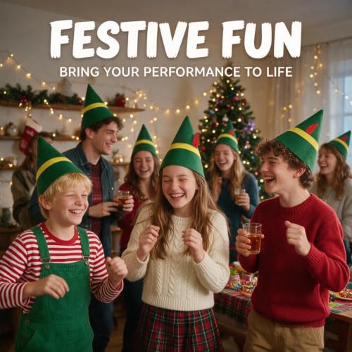 Green Christmas Elf Hat Bulk for Adults - Santa Elf Costume Accessories