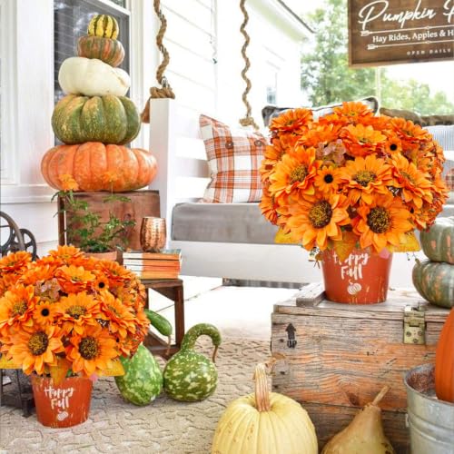 Fall Sunflower & Mums Artificial Bouquet Set - 4 Bundles Autumn Decor for Indoor & Outdoor