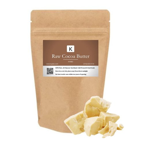 Kyabo 100% Pure and All Natural Cocoa Butter - 3lb - Food Grade - great for making lip balm, cream, hair products, candle, hair removal and craft projects - Made with Organic Cacao