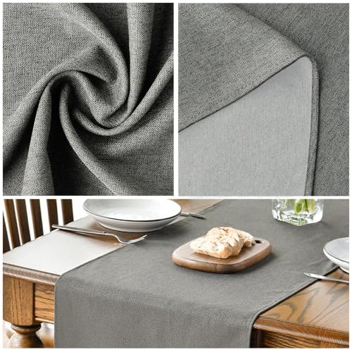 Light Grey Table Runner 13x36 Inch - Seasonal Washable Kitchen Dining Decor