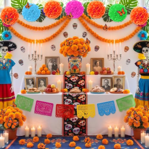 124-Piece Día de los Muertos Decorations Ofrenda Set - Day of the Dead Festive Decor