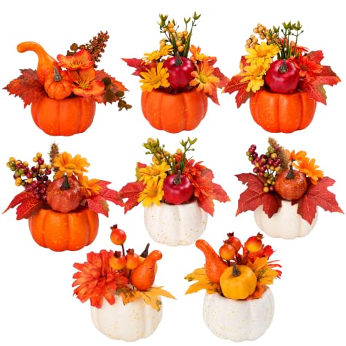 Mini Pumpkin Tower-8 Faux Fall Pumpkins for Halloween Thanksgiving Fall Decor