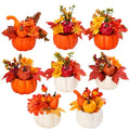 Mini Pumpkin Tower-8 Faux Fall Pumpkins for Halloween Thanksgiving Fall Decor