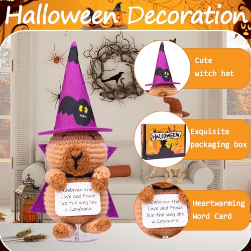 Halloween Support Cucumber Witch Hat and Cloak Doll with Knitted Potato Toy - Brown