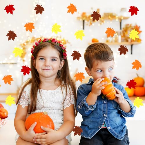 Fall Maple Leaf Confetti - 500 Pieces Autumn Felt Decorations - Thanksgiving Crafts Supplies - Variation: Maple Leaves
