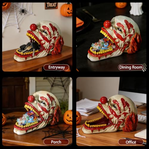 Halloween Candy Bowl Clown Decor - Motley Halloween Indoor Outdoor Resin Statue