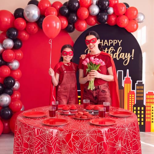 3 Pack Spider Web Plastic Tablecloths - 84 Inch Round, Festive Party Decor