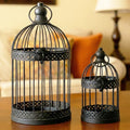 Decorative Bird Cage Candle Holders Set - Medium & Mini Black Lanterns