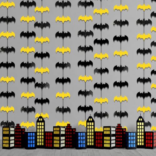 Bat Birthday Party Decorations Garland Set - Black and Yellow Bat Cutouts for Themed Events