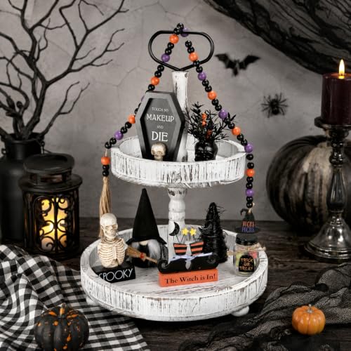 Halloween Tiered Tray Decor Set - 8pcs Spooky Farmhouse Halloween Decorations