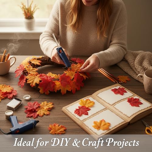 Artificial Fall Leaves 200 Pcs - Realistic Autumn Maple Leaf Decor for Crafts & Events
