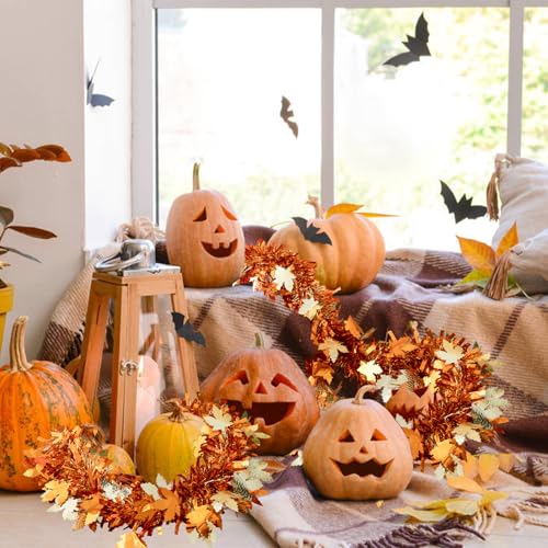 33Ft Autumn Thanksgiving Gold Maple Leaf Tinsel Garland Decoration