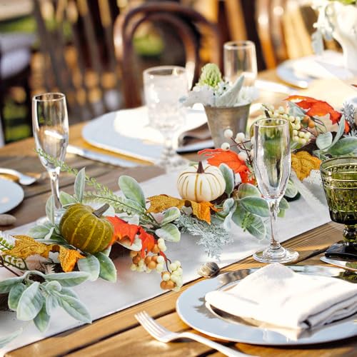 Autumn Fall Garland for Mantel 6ft Pumpkin & Maple Leaf Decor Indoor Outdoor