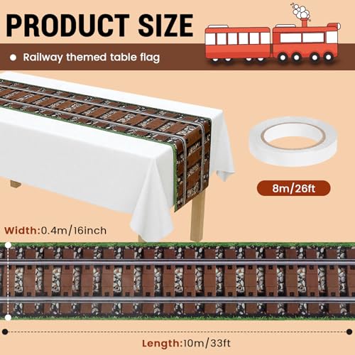 Railroad Track Table Runner for Western Party Decorations 15 Inch x 32 Ft