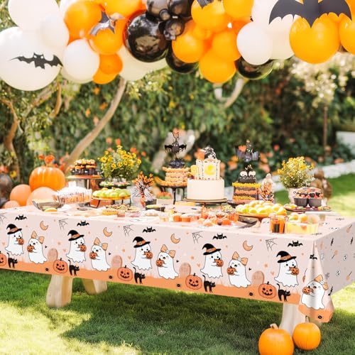 Halloween Tablecloths - 3 Pack 274 x 137 cm Orange Ghosts Pumpkins Skeletons Party Decor