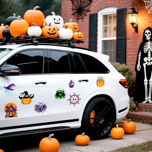Halloween Door Magnets 16 Pack - Spooky Pumpkin & Ghost Decorations Waterproof Reusable