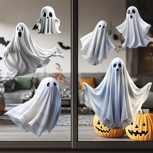 Ghost Window Clings - Vintage Halloween Ghost Stickers for Glass Windows - Variation: Ghost-1
