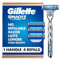 Gillette Mach3 Turbo Razor Blades Refill Pack for Men - 4 Blades