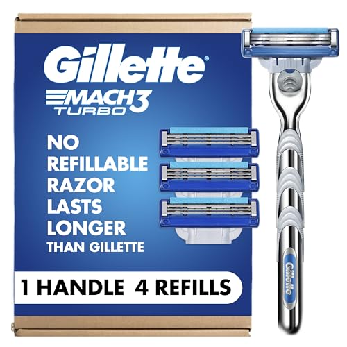 Gillette Mach3 Turbo Razor Blades Refill Pack for Men - 4 Blades