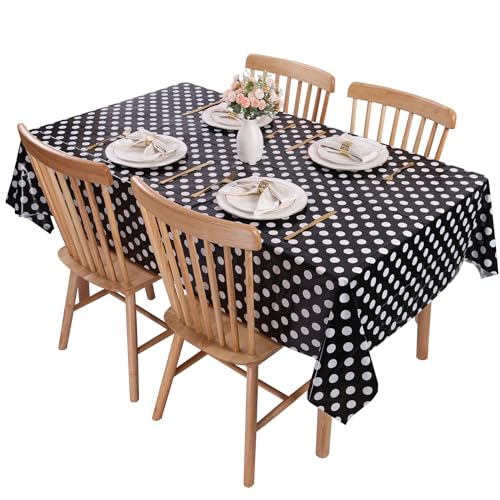 Black Polka Dot Disposable Tablecloth 54x108 Inch - Pack of 5 - Waterproof Party Covers - Variation of THIS listing