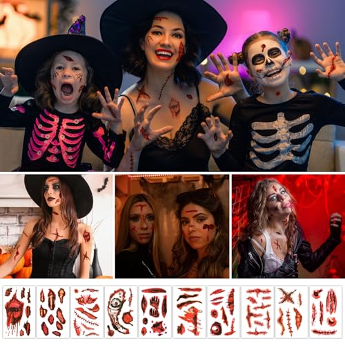 Halloween Bloody Handprint Footprint Window Stickers - 165 pcs Spooky Decor