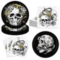 Black Skull Party Plates and Napkins Set for 20 Guests Dia De Los Muertos Halloween