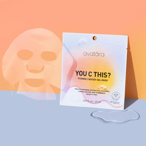 Avatara Dewy Daydream 6-Pack Water-Gel Mask, You C This? Vitamin C Masks, 3 Pack & Re-Dew Niacinamide Water-Gel Masks, 3 Pack | 0.71 fl.oz /21 mg