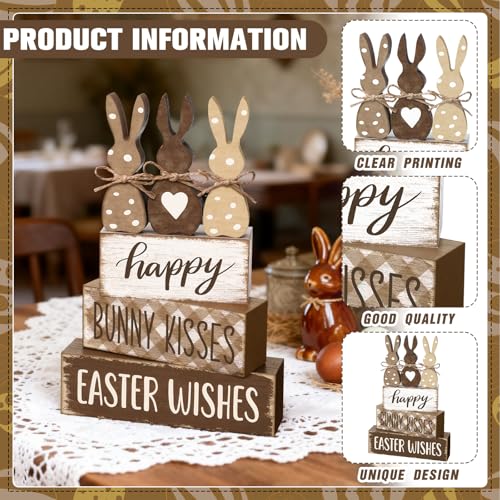 Easter Bunny Wooden Table Decorations Set - Rustic Farmhouse Spring Decor - Variation of THIS listing