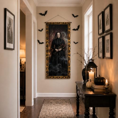 Halloween Haunted Mansion Portrait Wall Banners 4-Pack - Spooky Gothic Decor