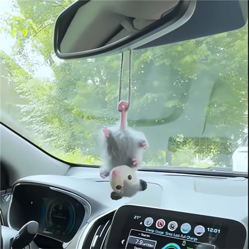 3PCS Opossum Car Charm Set - Swinging Rearview Mirror Decorations, Cute Aesthetic Car Accessories