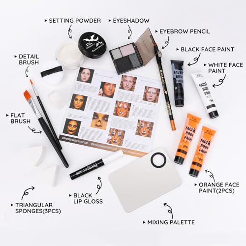 Halloween Tiger Makeup Kit with Face Paint & Tools - Pumpkin & SFX Costume
