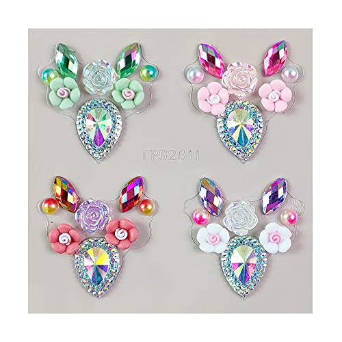 Rainbow Rhinestone Face Gems and Eyebrow Stickers for Festival Makeup