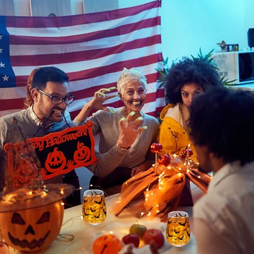Halloween Bat Stemless Wine Glasses Set 18 Oz - Clear Party Cups