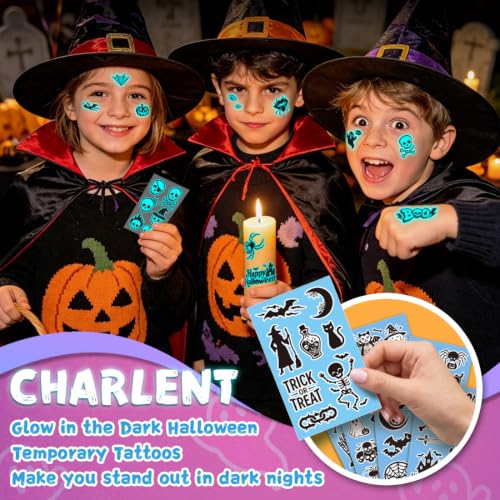 Glow in the Dark Halloween Tattoos for Kids - 280 Mixed Styles, 36 Sheets