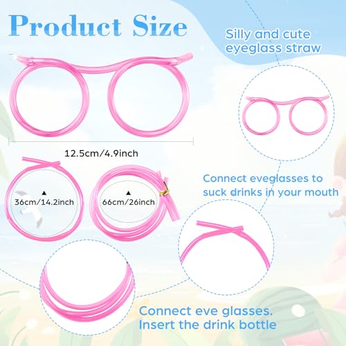 Pink Silly Straw Glasses - 6 Pack Kids Party Drinking Eyeglasses