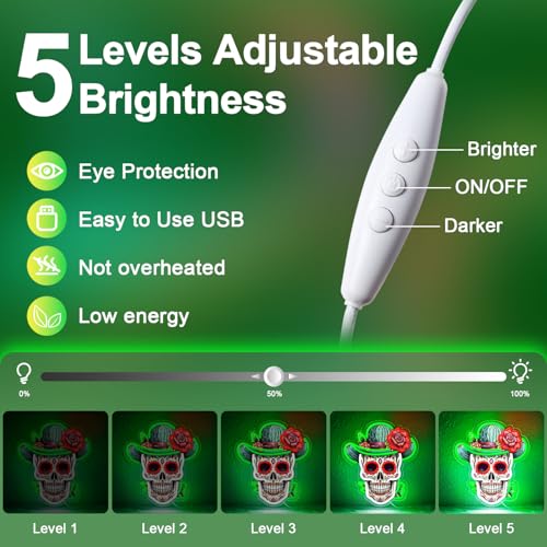 Green Dia De Los Muertos Sugar Skull Neon Sign - Vibrant Day of the Dead Decor