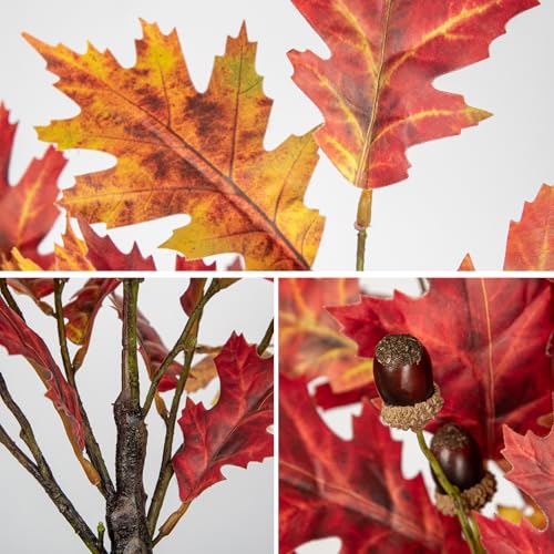 Fall Artificial Maple Tree Potted - 20 Inch Faux Autumn Maple Leaf with Pot - Dark Red