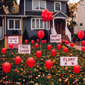 Halloween Yard Decorations Kit with Red Balloons & Creepy Signs - Outdoor Spooky Decor