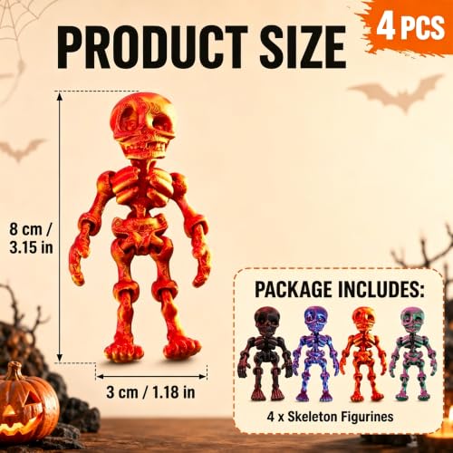 3D Printed Skeleton Figurines Set - Articulated Joints Halloween Decor & Collector Items