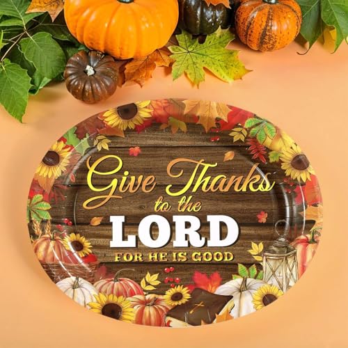 Wooden Oval Plate - 50 Pcs Fall Thanksgiving Sunflower Pumpkin Leaves Party Plates
